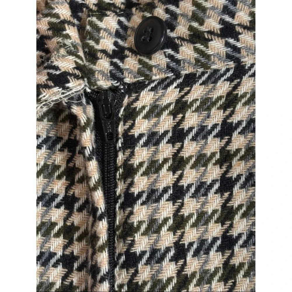 VTG Briggs New York Women's Size 14 Black‎ Cream Wool Houndstooth Pencil Skirt